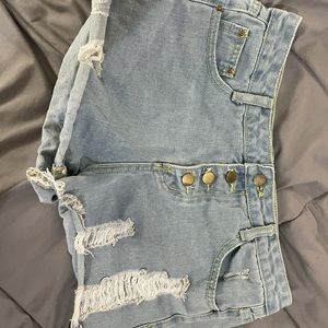 Light Ripped Blue Jean Shorts